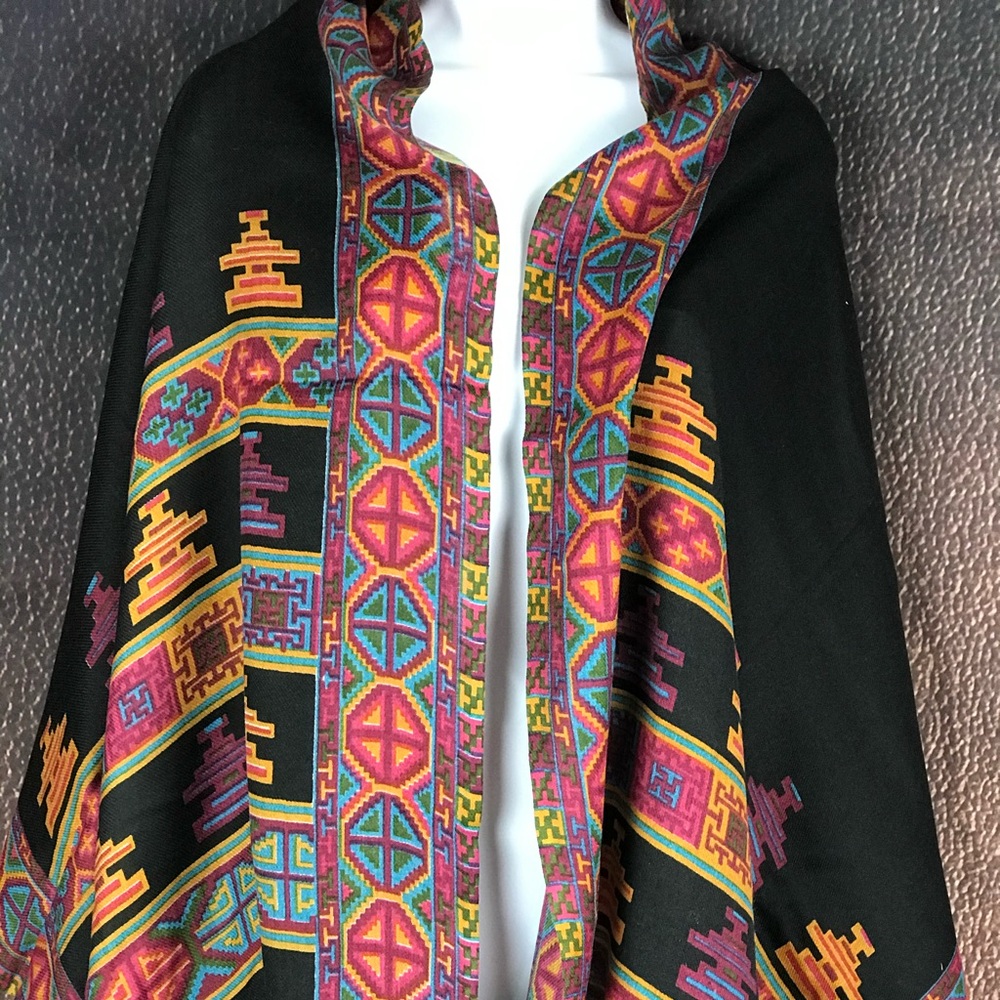Bohemian Wool and silk blend wrap or scarf